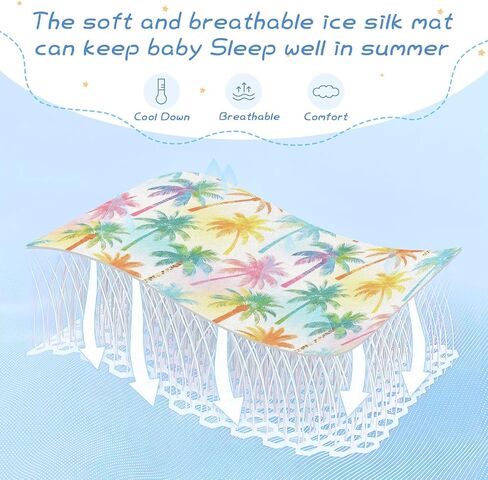 Summer Tropical Palm Tree Cooling Baby Mattress Cover 28" x 52" Breathable Pads Washable Waterproof for Baby&Toddler in Kuwait