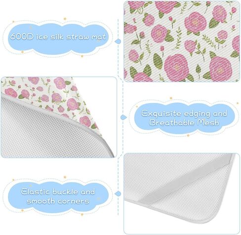 Simple Spring Rose Peach Cooling Baby Toddler Mattress 28" x 52" Absorbent Bed Pads for Kids, Adult in Kuwait