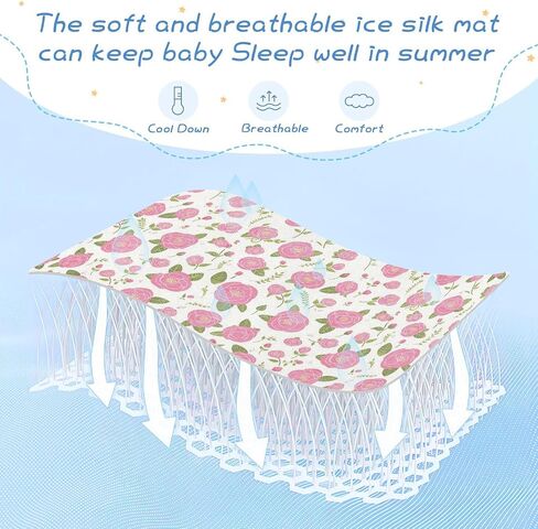 Simple Spring Rose Peach Cooling Baby Toddler Mattress 28" x 52" Absorbent Bed Pads for Kids, Adult in Kuwait