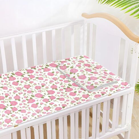 Simple Spring Rose Peach Cooling Baby Toddler Mattress 28" x 52" Absorbent Bed Pads for Kids, Adult in Kuwait