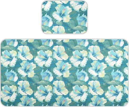 Sweet Mint Green Flowers Cooling Baby Bassinet Mattress 28" x 52" Breathable Pads Washable for Kids, Adult in Kuwait