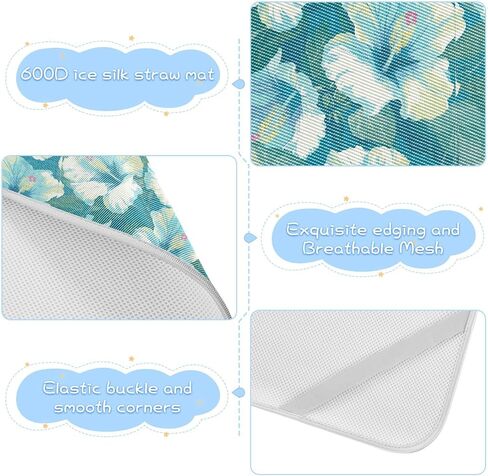 Sweet Mint Green Flowers Cooling Baby Bassinet Mattress 28" x 52" Breathable Pads Washable for Kids, Adult in Kuwait