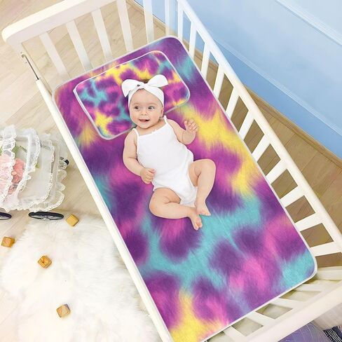 Vague Colorful Leopard Print Cooling Baby Fitted Crib Mattress 28" x 52" Washable Pee Pads for Kids, Adult in Kuwait