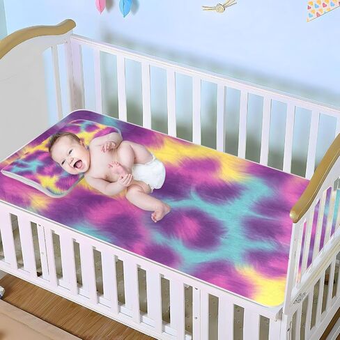 Vague Colorful Leopard Print Cooling Baby Fitted Crib Mattress 28" x 52" Washable Pee Pads for Kids, Adult in Kuwait
