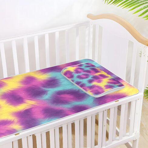 Vague Colorful Leopard Print Cooling Baby Fitted Crib Mattress 28" x 52" Washable Pee Pads for Kids, Adult in Kuwait