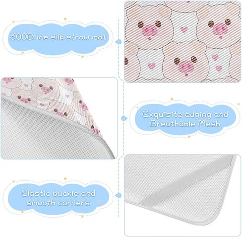 Cute Cartoonish Pink Pig Cooling Baby Crib Mattress Cover 28" x 52" Breathable Mattress Pads for Baby&Toddler in Kuwait