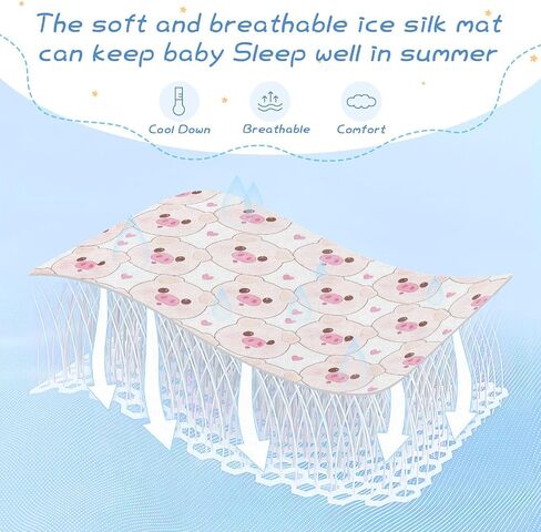 Cute Cartoonish Pink Pig Cooling Baby Crib Mattress Cover 28" x 52" Breathable Mattress Pads for Baby&Toddler in Kuwait