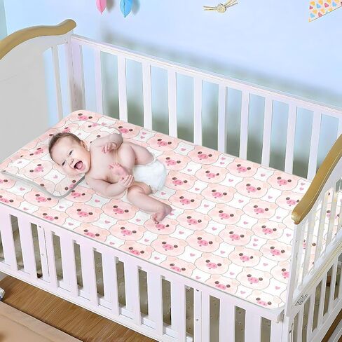Cute Cartoonish Pink Pig Cooling Baby Crib Mattress Cover 28" x 52" Breathable Mattress Pads for Baby&Toddler in Kuwait