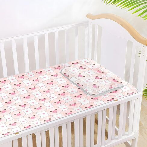 Cute Cartoonish Pink Pig Cooling Baby Crib Mattress Cover 28" x 52" Breathable Mattress Pads for Baby&Toddler in Kuwait