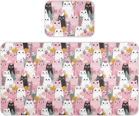 Cute Cartoon Paradise Cat Pink Cooling Baby Mattress Cover 28" x 52" Washable Bed Pads Disposable for Kids, Adult in Kuwait