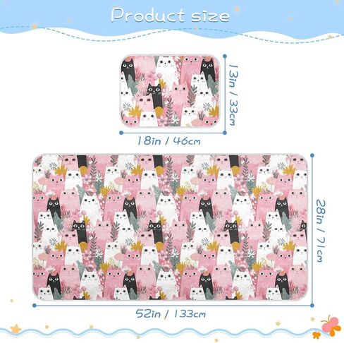 Cute Cartoon Paradise Cat Pink Cooling Baby Mattress Cover 28" x 52" Washable Bed Pads Disposable for Kids, Adult in Kuwait