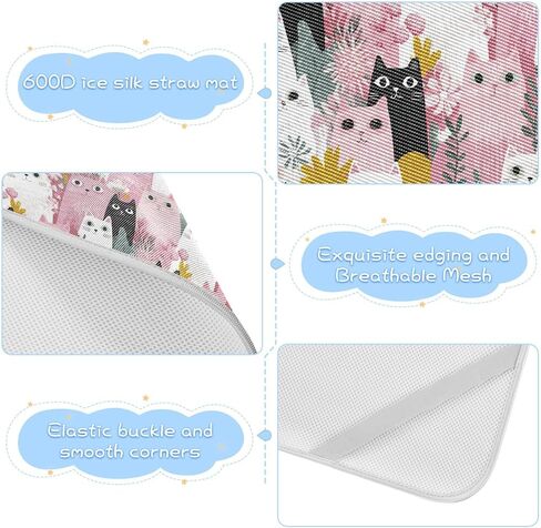 Cute Cartoon Paradise Cat Pink Cooling Baby Mattress Cover 28" x 52" Washable Bed Pads Disposable for Kids, Adult in Kuwait