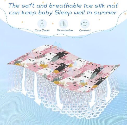 Cute Cartoon Paradise Cat Pink Cooling Baby Mattress Cover 28" x 52" Washable Bed Pads Disposable for Kids, Adult in Kuwait