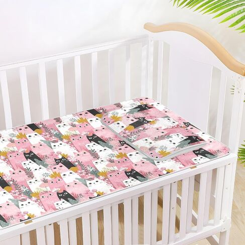 Cute Cartoon Paradise Cat Pink Cooling Baby Mattress Cover 28" x 52" Washable Bed Pads Disposable for Kids, Adult in Kuwait