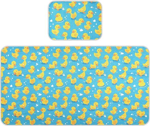 Simple Yellow Duck Blue Cooling Baby Bed Mattress 28" x 52" Breathable Pads Washable Waterproof for Baby&Toddler in Kuwait