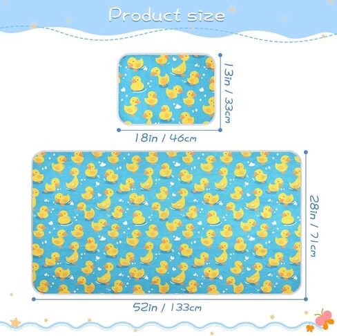 Simple Yellow Duck Blue Cooling Baby Bed Mattress 28" x 52" Breathable Pads Washable Waterproof for Baby&Toddler in Kuwait