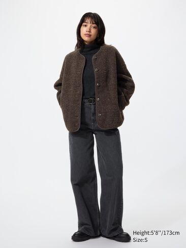 Uniqlo Pile Lined Fleece Relaxed Cardigan in Kuwait