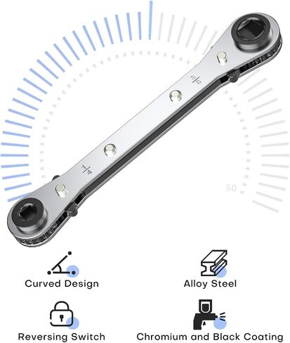 HVAC Service Wrench, Refrigeration Ratcheting Wrench 3/8" 1/4" 5/16'' 3/16'' AC Wratchet Tool with Hex Bit Adapter UIInosoo for Air Conditioning, Refrigeration Equipment, Gas Furnace in Kuwait