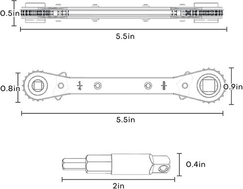 HVAC Service Wrench, Refrigeration Ratcheting Wrench 3/8" 1/4" 5/16'' 3/16'' AC Wratchet Tool with Hex Bit Adapter UIInosoo for Air Conditioning, Refrigeration Equipment, Gas Furnace in Kuwait
