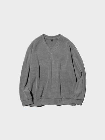 Uniqlo Ribbed Knitted Fleece V-Neck T in Kuwait