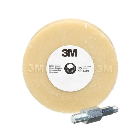 3M Stripe Off Wheel Adhesive Remover Eraser Wheel Removes Decals, Stripes, Vinyl, Tapes and Graphics 4" diameter x 5/8" thick 3/8-16 threaded mandrel 07498 Pack of 1 in Kuwait