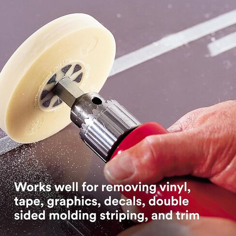 3M Stripe Off Wheel Adhesive Remover Eraser Wheel Removes Decals, Stripes, Vinyl, Tapes and Graphics 4" diameter x 5/8" thick 3/8-16 threaded mandrel 07498 Pack of 1 in Kuwait