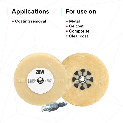 3M Stripe Off Wheel Adhesive Remover Eraser Wheel Removes Decals, Stripes, Vinyl, Tapes and Graphics 4" diameter x 5/8" thick 3/8-16 threaded mandrel 07498 Pack of 1 in Kuwait