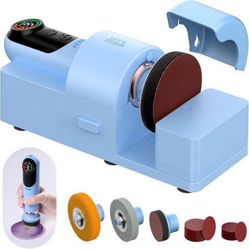LET'S RESIN 4-in-1 Electric Resin Sanders and Polisher, Compact & Efficient | 2000mAh*2 Large Battery Capacity, Powerful 3-Speed, LCD Display, Lightweight for Resin Grinding, Glass, Metal, Jade,etc in Kuwait