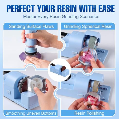 LET'S RESIN 4-in-1 Electric Resin Sanders and Polisher, Compact & Efficient | 2000mAh*2 Large Battery Capacity, Powerful 3-Speed, LCD Display, Lightweight for Resin Grinding, Glass, Metal, Jade,etc in Kuwait