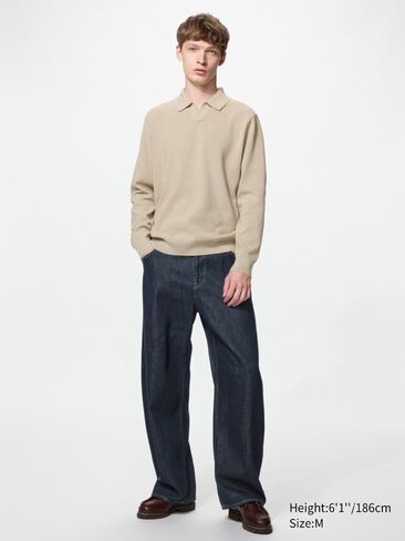 Uniqlo Washable Milano Ribbed Polo Sweater in Kuwait