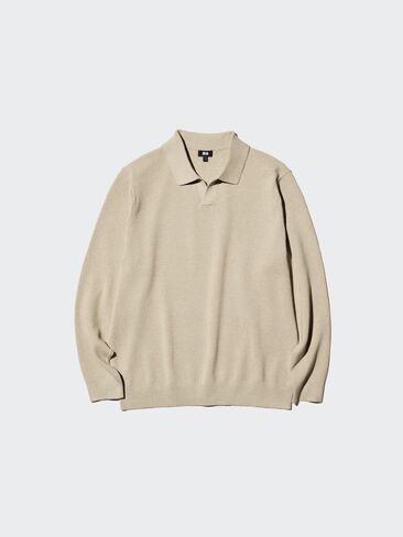 Uniqlo Washable Milano Ribbed Polo Sweater in Kuwait