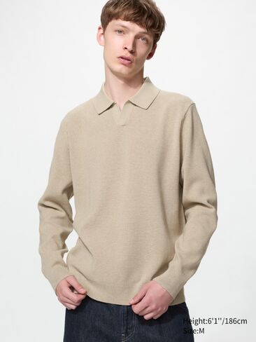 Uniqlo Washable Milano Ribbed Polo Sweater in Kuwait