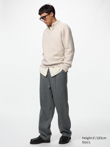Uniqlo Pleated Wide Pants | Herringbone | Tall in Kuwait