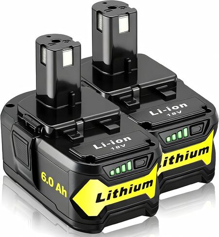 2 Packs High Capacity Replacement for Ryobi 18v Battery P108 P104 P105 P102 P103 P122 P109 Li-ION Compatible with Ryobi 18V ONE+ System Cordless Power Tools and Charger in Kuwait