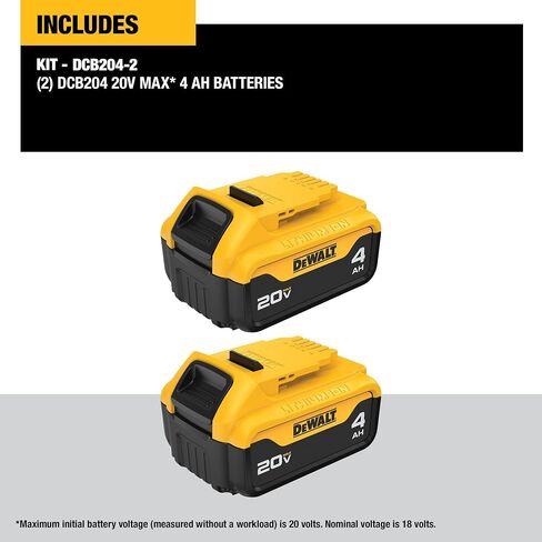 DEWALT 20V MAX* XR Battery, 4.0-Ah, 2-Pack (DCB204-2), Black in Kuwait