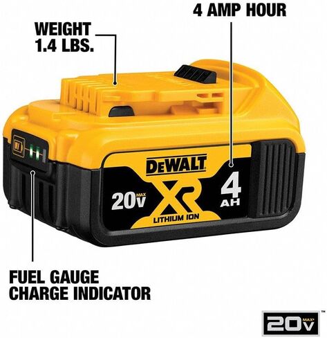 DEWALT 20V MAX* XR Battery, 4.0-Ah, 2-Pack (DCB204-2), Black in Kuwait