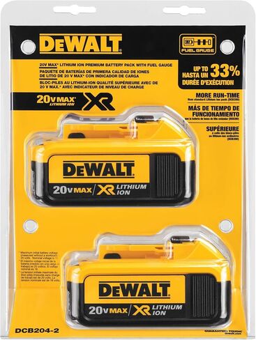 DEWALT 20V MAX* XR Battery, 4.0-Ah, 2-Pack (DCB204-2), Black in Kuwait