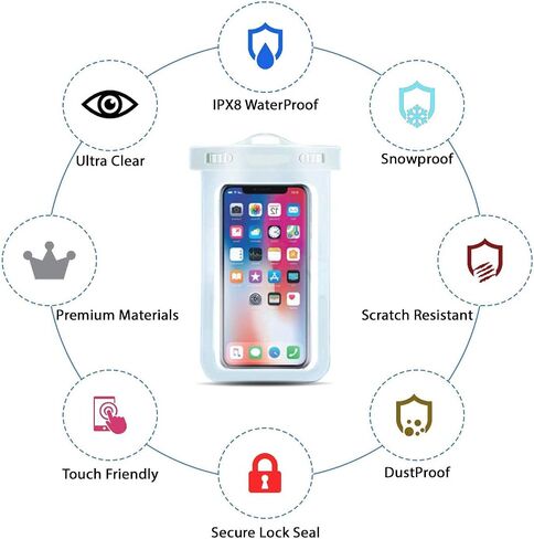 ORIbox Waterproof Pouch Phone Dry Bag with Luminous Ornament Case for iPhone 12 11 Pro Max XS Max XR X 8 7 6S Plus SE 2020 12 mini Galaxy Pixel, Blue & Rose red(2 Packs) in Kuwait