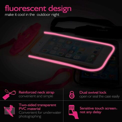 ORIbox Waterproof Pouch Phone Dry Bag with Luminous Ornament Case for iPhone 12 11 Pro Max XS Max XR X 8 7 6S Plus SE 2020 12 mini Galaxy Pixel, Blue & Rose red(2 Packs) in Kuwait