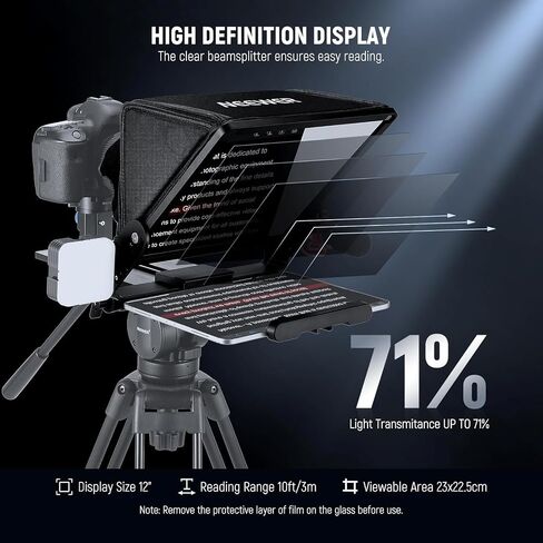 NEEWER Teleprompter with Arca Type Camera Mount, Cold Shoes, RT113 Remote for NEEWER Teleprompter App, Online Teaching/Vlogger/Live Streaming Prompter for iPad Tablet, Assembly Free, X12II in Kuwait