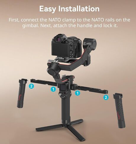 SMALLRIG Dual Handle Handgrip for DJI RS 5 / RS 4 /RS 4 Pro/RS 3 / RS 3 Pro/RS 2 / RSC 2 Gimbal, Gimbal Handle Grip with NATO Rails, Cold Shoe, 1/4"-20 & 3/8"-16 Threaded Holes in Kuwait