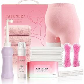 Postpartum Recovery Kit for Mom After Birth, Recovery Essentials with Peri Bottle, Cooling Spray, 4 Disposable Underwear, 30 Pad Liners & Hot Cold Packs in Kuwait