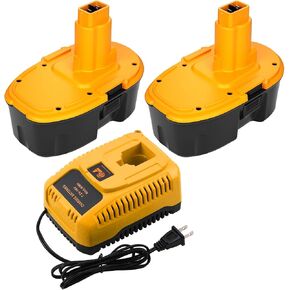 2 Packs 4.5Ah Replacement for Dewalt 18V Battery and DC9310 Charger(Yellow) | Comapatible with Dewalt 18 Volt Batteries Ni-Mh DC9096 DC9098 DC9099 DW9096 DW9098 DW9099 in Kuwait