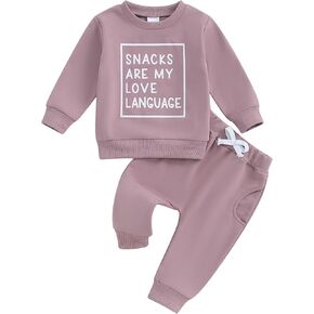 Tsultryofs Baby Girl Fall Clothes Infant Toddler Letter Print Outfit | Little Kid Girl Spring Clothing Long Sleeve Sweatshirt Tops and Pants 6 12 18 24M 3T Set in Kuwait