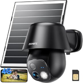 4G LTE Cellular Solar Security Cameras Wireless Outdoor, No WiFi Ultra Solar Panel Camera, 24/7 Recording, 2K Color Night Vision, 360°Pan Tilt, 2-Way Audio, AI Motion Detection, Built in SIM Card in Kuwait