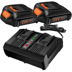 Replacement 20V Battery and Charger Starter Kit, WA3525 Lithium Battery and Charger WA3732 Compatible with Worx 20-Volt Cordless Power Tools in Kuwait