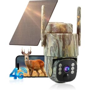 4G LTE Cellular Trail Camera 2 Pack, Built-in SIM Card No WiFi Needed, Solar Powered Game Camera, 2K Live Streaming, 360° PTZ View, Color Night Vision, PIR Motion Alerts, Two-Way Audio, IP66 in Kuwait