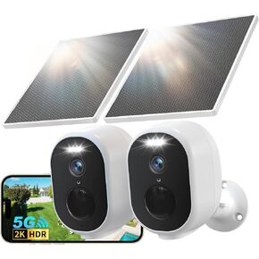 GNCC Solar Security Camera Wireless Outdoor, 2K Battery Powered Camera with Solar Panel, 5G&2.4GHz WiFi, Spotlight Color Night Vision, AI Motion Detection, Siren Alarm, Cloud/SD Storage (White-1 Pack) in Saudi Arabia