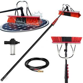 Window Cleaning Telescopic Cleaner Wash Brush Kit Adjustable Pole Length，Carbon Fiber Telescopic Water Fed Pole 180° Brush, Soap Dispenser & 20ft Hose for Solar Panel Window Caravan Roof Cle in Kuwait