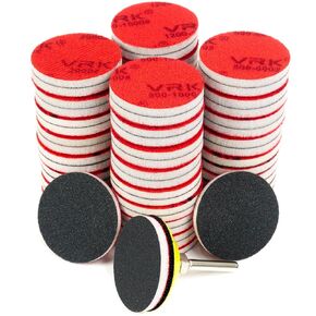 64 PCS 2 Inch Sanding Disc,Hook and Loop Sanding Pad 180 to 3000 Grit | Multi Grits Reusable Wet Dry Sponge Sandpaper Attachment with 1/4"Shank for Drill Rotary Tools Curved Surface Polishing in Saudi Arabia
